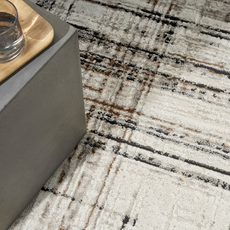 Tapis moderne ivoire Calvin Klein, Rectangle 7 pi 10 po x 9 pi 10 po