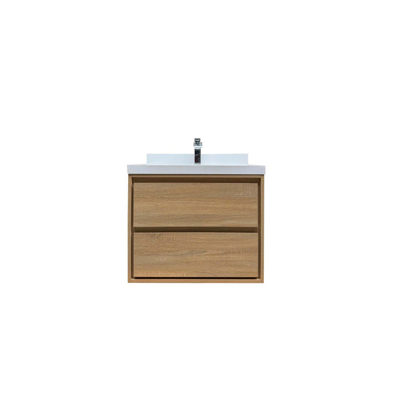 Armoire de meuble-lavabo mural avec lavabo, 30", Bois naturel