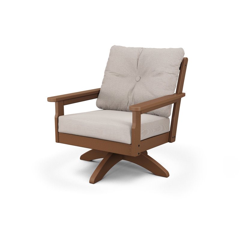 Lakeside Vineyard Deep Seating Swivel Chair, Grey Mist, Teak