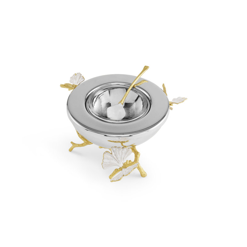 Butterfly Ginkgo Gold Caviar Dish with Spoon