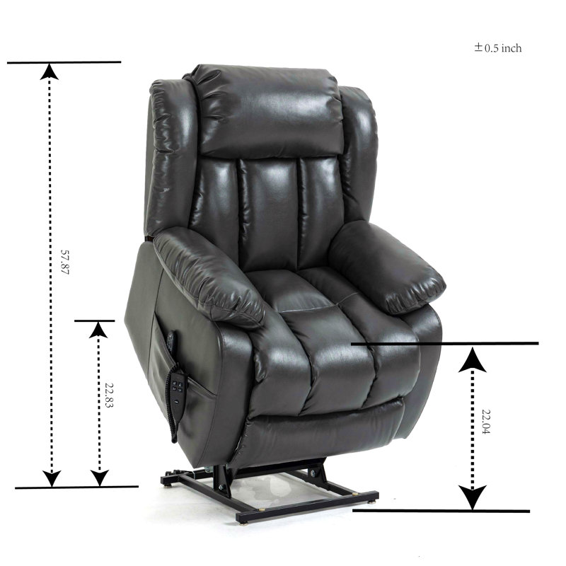 Dual Motor Infinite Position Up To 350 Lbs Electric Medium Size Genuine Leather Power Lift Recliner Chair With 8-Point Vibration Massage And Lumbar Heating
