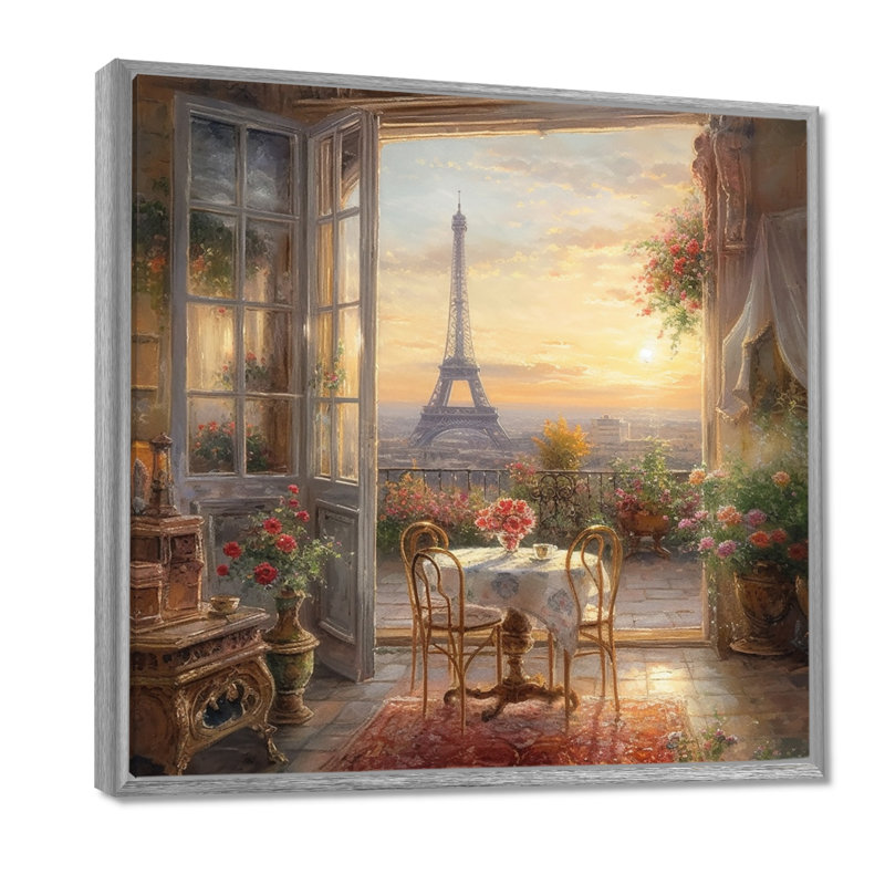 «Beautiful Eiffel Tower In Paris II», reproduction d'art sur toile encadrée Paris, H 30 po x l 30 po, Argent argent
