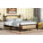 Queen Pine Wooden Bed With Rattan Headboard  And Footboard, With  Central Enhanced Bed Platform ,Espresso-1669983457