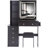 37" Middle Size Left Bedside Cabinet Vanity Table + Cushioned Stool Dresser Set, 2 Ac+2 Usb Socket, Hair Dryer Stand, Large Touch Control Led Sliding Mirror, 3-Color Switch, Epa, Gcc, Ul Certificate