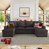 3 - Piece Upholstered Sectional Sofa, Storage Couch, With USB Charging Station