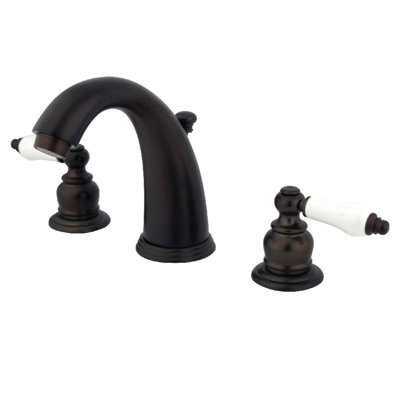Kingston Brass Victorian Two-Handle 3-Hole Deck Mount Widespread Bathroom Faucet with Retail Pop-Up Drain