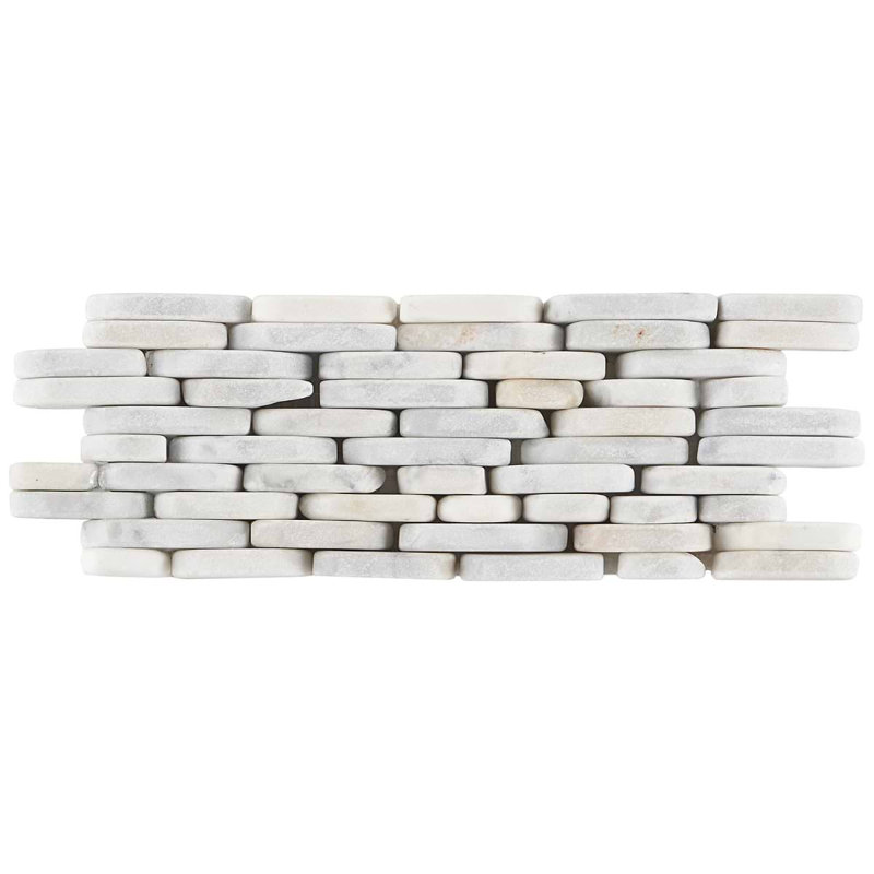 Nature Stacked Pram Gray Pebble Mosaic Tile, Carrara