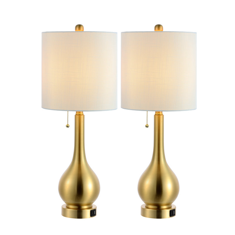 Orford Metal USB Table Lamp, Brass Gold