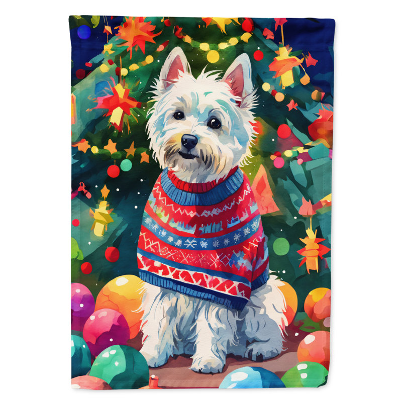 Drapeau de Noël Westie, H 40 po x l 28 po