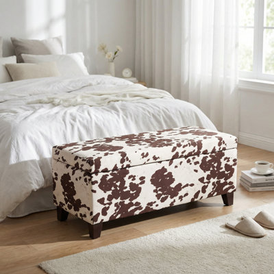 Banc de rangement multifonctionnel rembourré en velours avec compartiment dissimulé et design contemporain