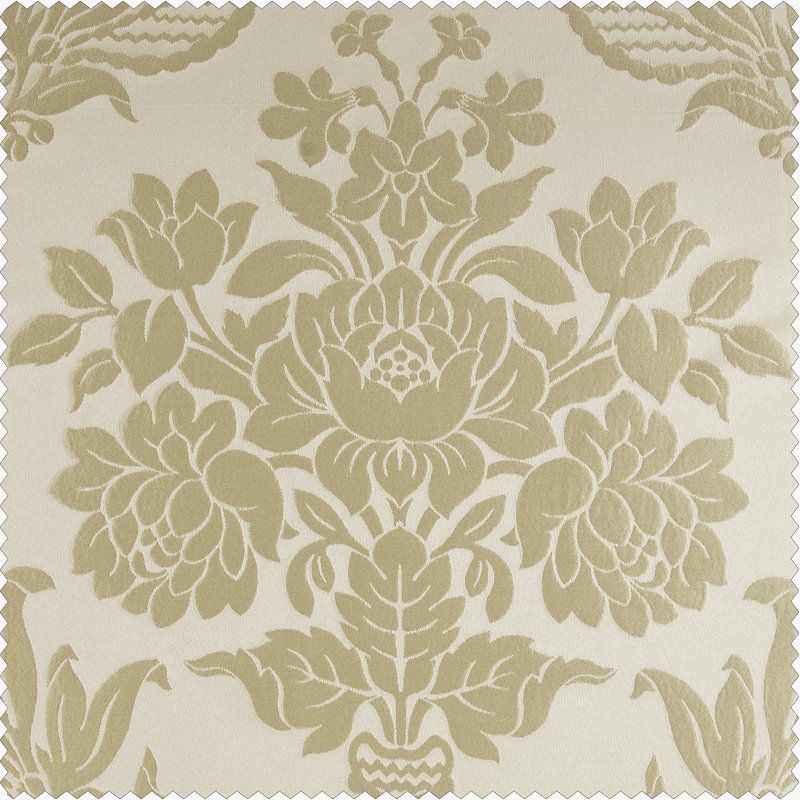 Ballsallagh Floral Faux Silk Room Darkening Curtain Panel, 50" W x 96" L, Champagne