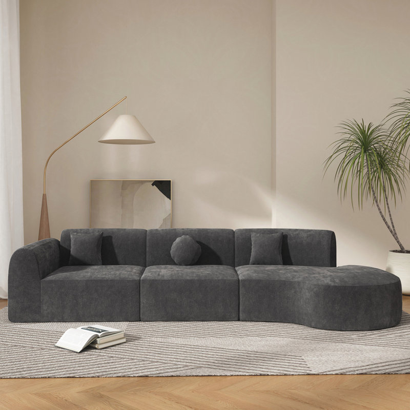 Canapé modulaire incurvé moderne Boneless, Gris foncé