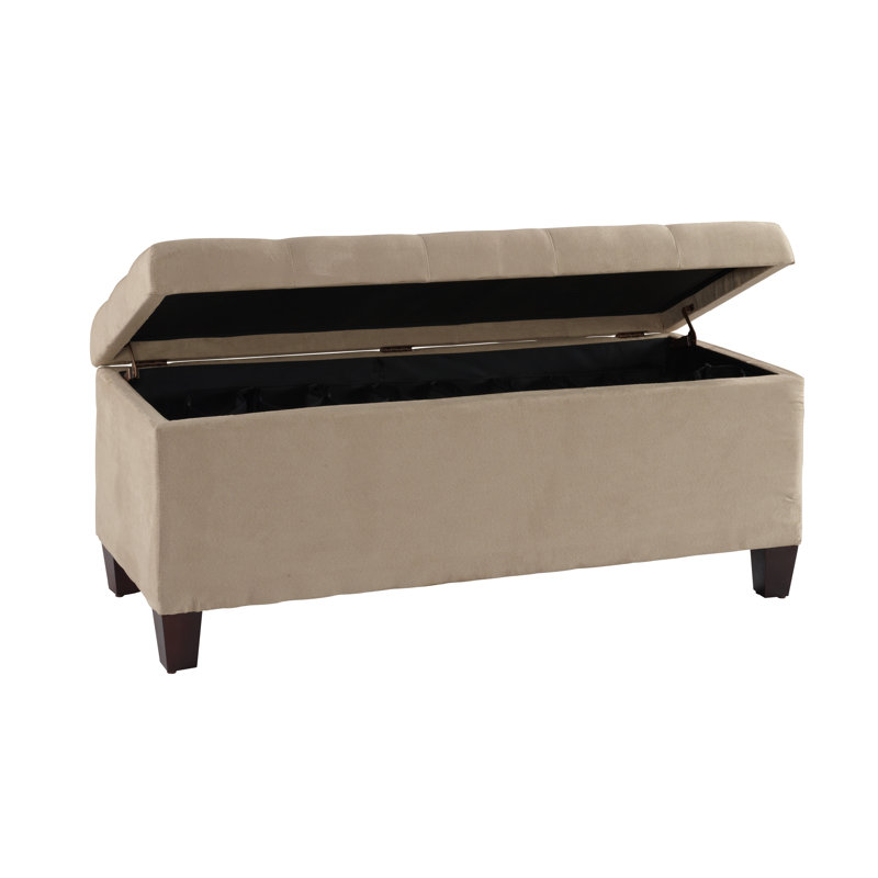 Shen Upholstered Ottoman, Beige Microfiber/Microsuede