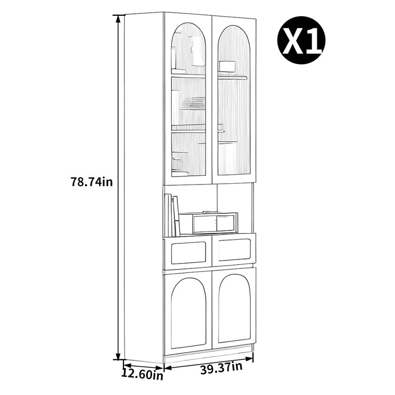 Kinneola, (4 Shelves) 78.74”H x 39.37”W x 12.6”D