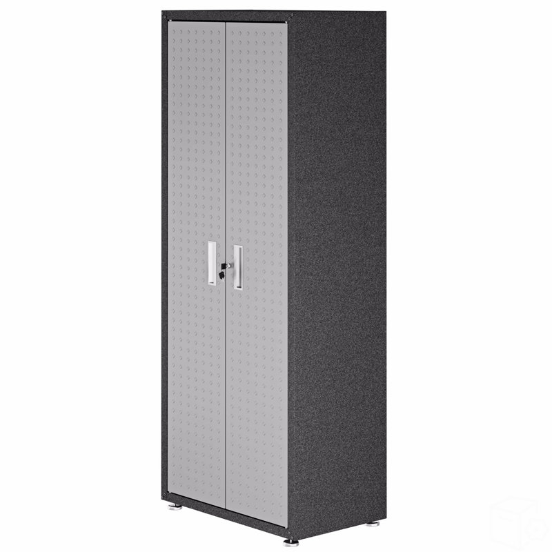 75" Tall Garage Cabinet, Gray/Black