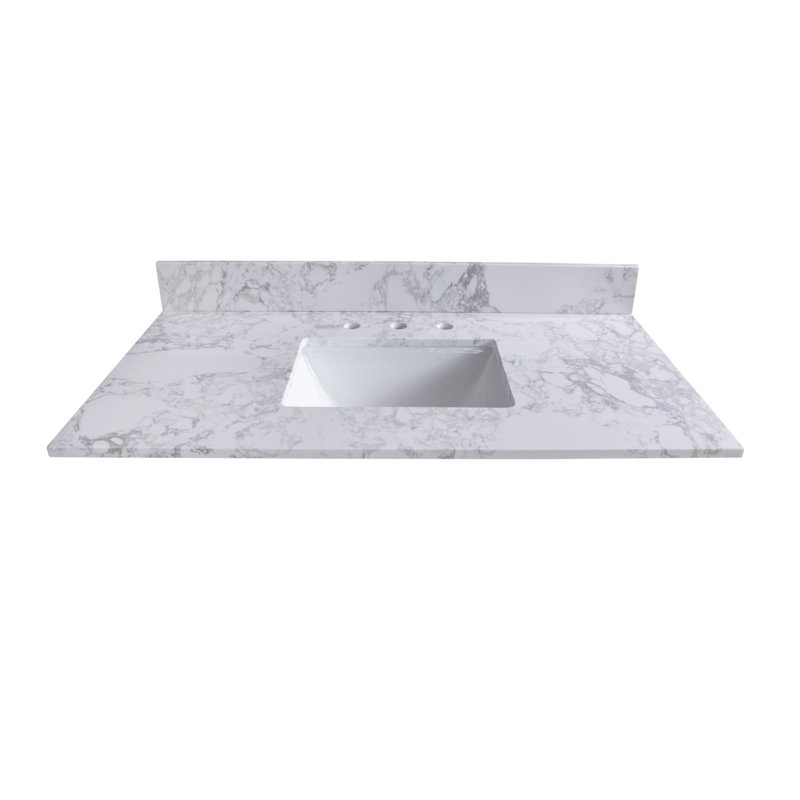 Baldwin 49'' Single Bathroom Vanity Top with Sink, White, 8" Widespread