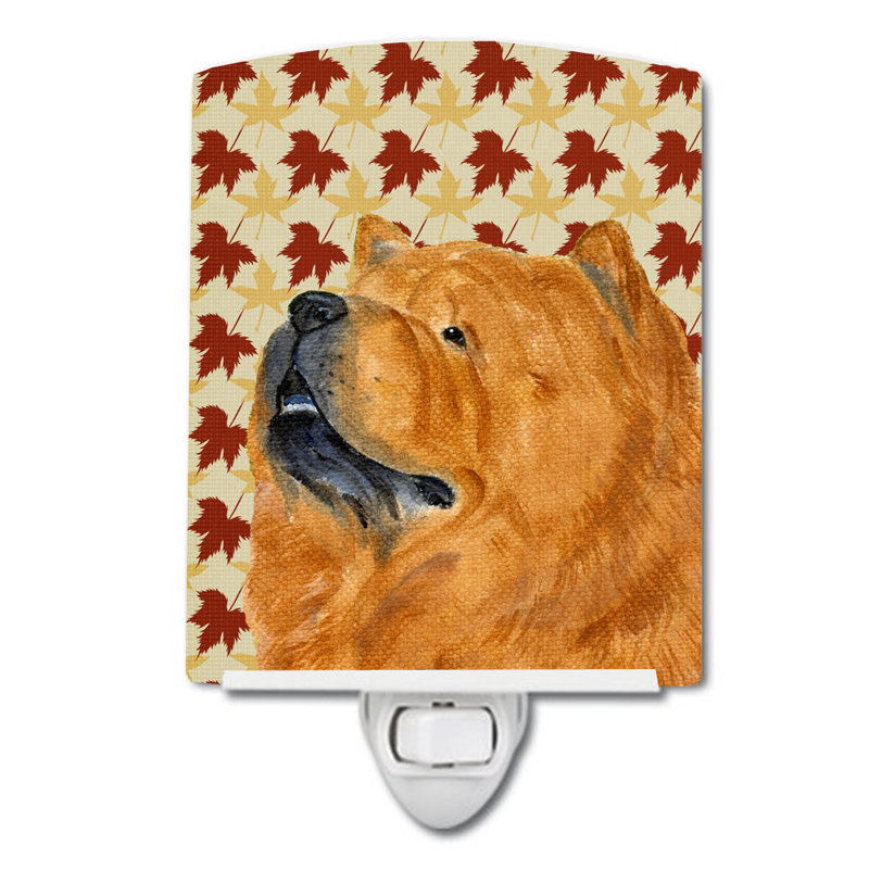 Éclairage pour nuit en céramique en céramique terre-neuve, Chow-chow brun