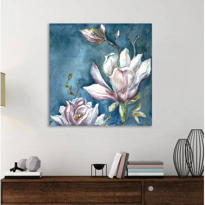 Magnolia On Blue by Tre Sorelle Studios - Wrapped Canvas Print