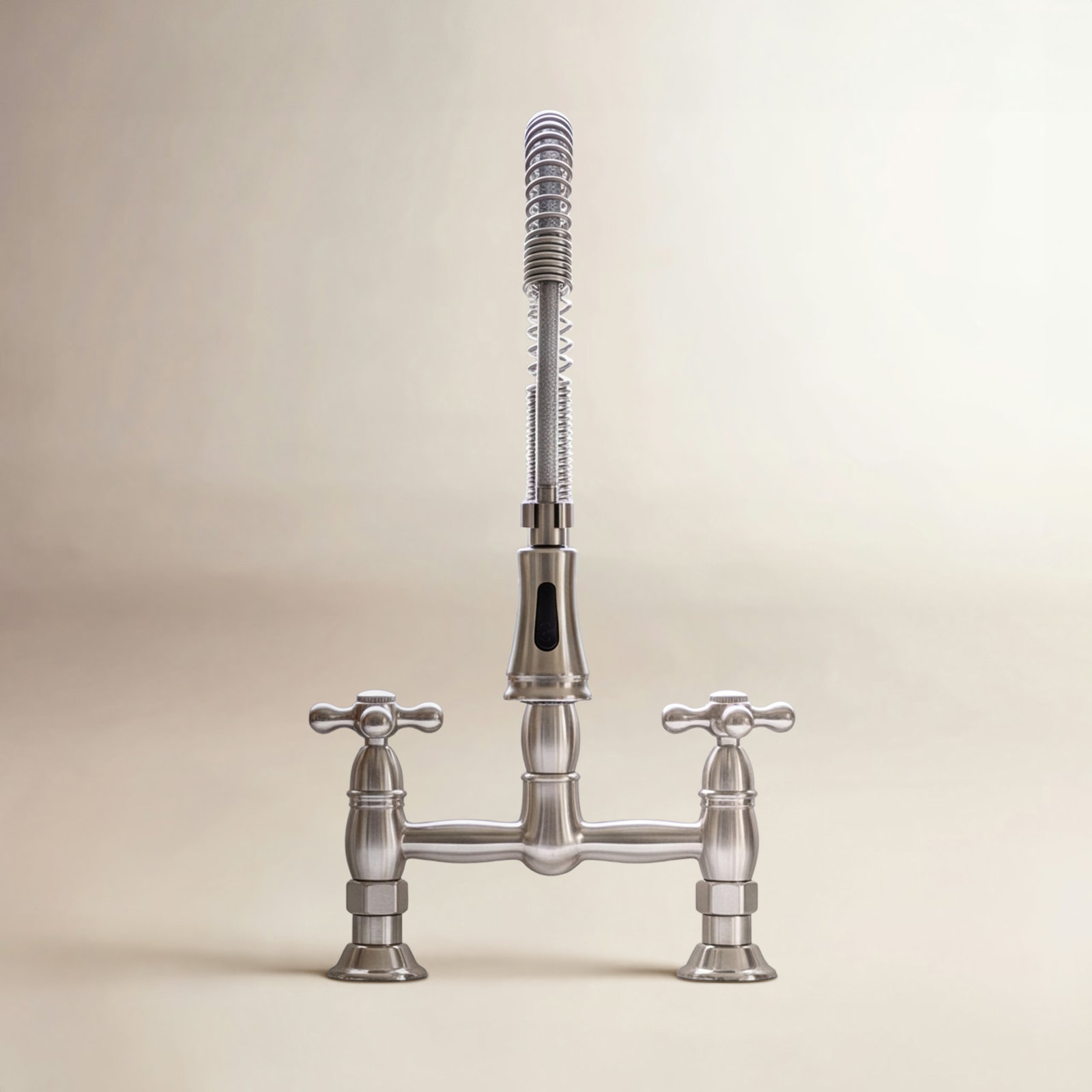 Kingston Brass Heritage Pre-Rinse Bridge Faucet, Brushed Nickel