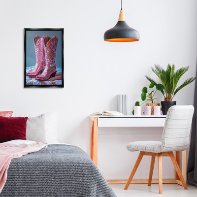 Dazzling Pink Glam Cowgirl Boots Floating Frame, design by LSR Creative Studio