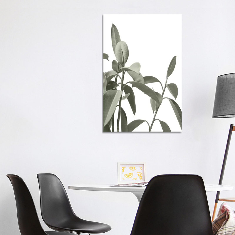 Pale Green Leaves 1 Piece Wrapped Canvas Wall Art, 152.5 cm H x 101.5 cm W
