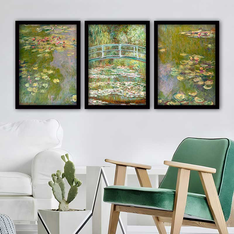 Superbe ensemble de peintures décoratives encadrées (3 pièces) de 21,7 po x 29,5 po chacune | Cadre 100% bois avec polystyrène de 0,8 pouce | Impression numérique UV | Parfait pour la décoration murale de salon, de bureau et de galerie