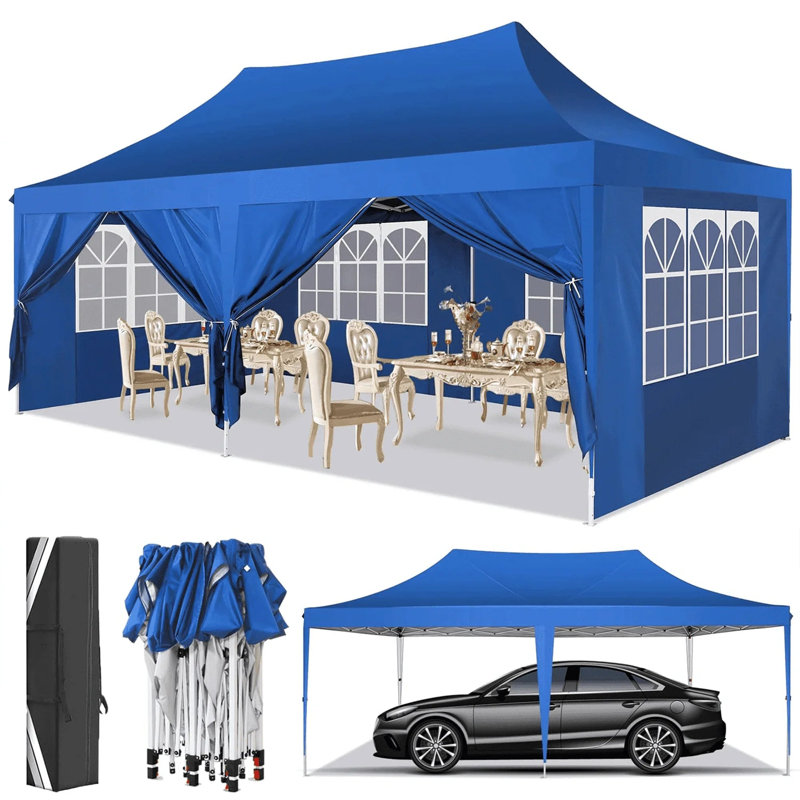 10x20 Pop Up Party Canopy Tents 3.0, Wind Resistant and Waterproof Upgrade Structure Easily Block UV Rays with 6 Outdoor Tents