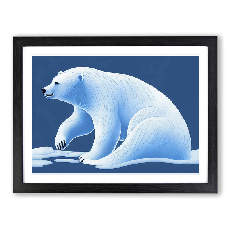 Fine Polar Bear - Single Picture Frame Painting, 46cm H x 64cm W x 2cm D, Black