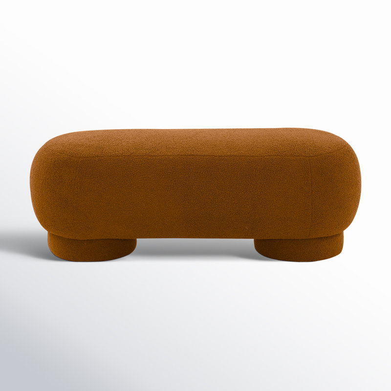 Nancy Upholstered Ottoman, Brown Faux Fur