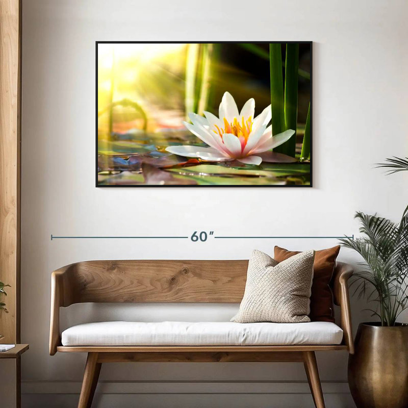 Nénuphar ensoleillé, Cadre flottant noir, 43 po x 29 po