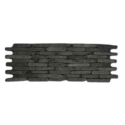 CNK Banyak Random Sized Natural Stacked Stone Tile Gray Mosaic with Mesh Backing - 0.33 sq. ft.