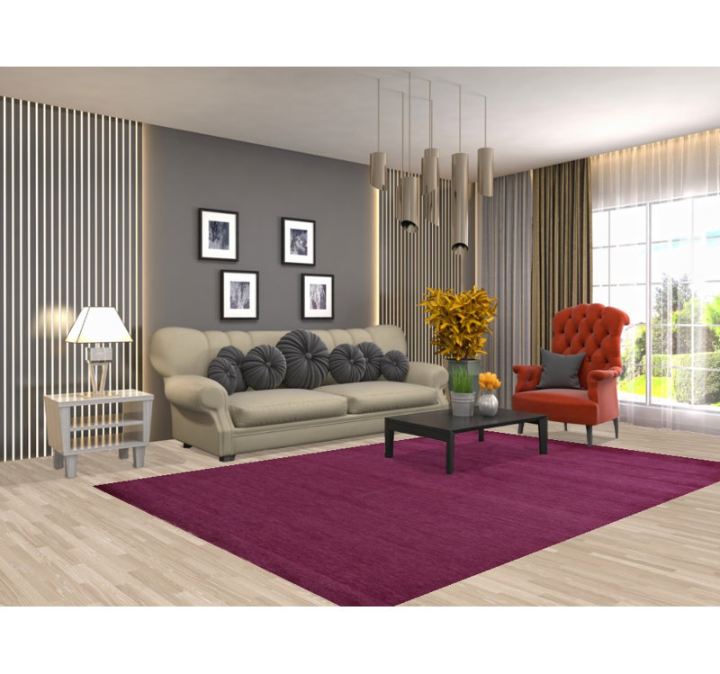 Vegetable Dye Violet Solid Gabbeh Persian Area Rug 6x9