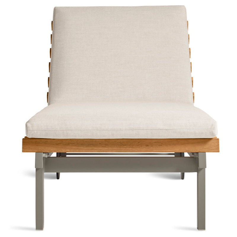 Perch Outdoor Teak Chaise Lounge, Sunbrella Linen, Charcoal