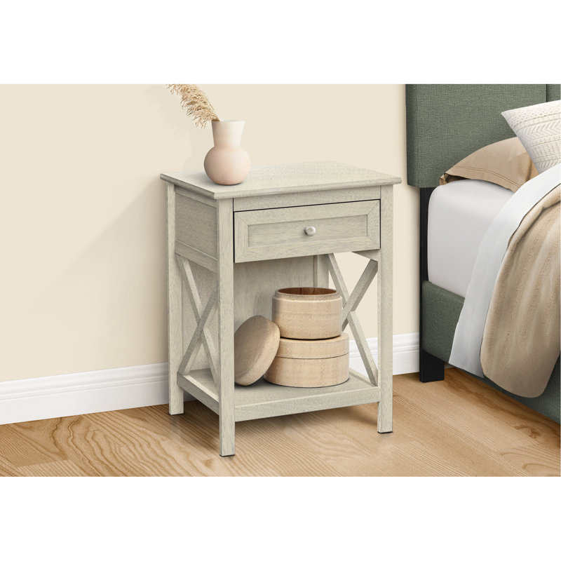 Table d'appoint transitionnelle avec placage blanc antique et rangement pour l'organisation de la chambre à coucher Décoration de salon à 2 niveaux
