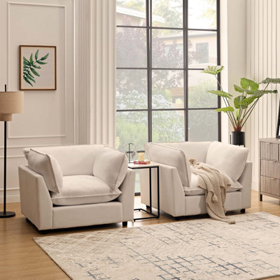 Heffernan 44.49" Wide Upholstered Plush Accent Chair With Square Arms Set Of 2