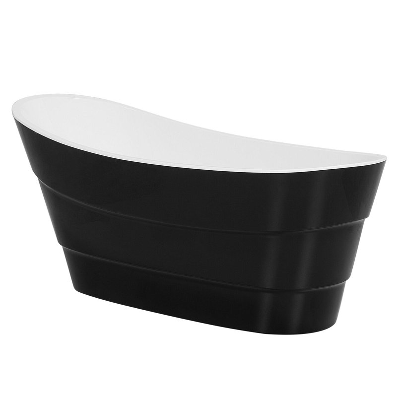 Mehar 1700mm x 730mm Soaking Acrylic Bathtub, Black