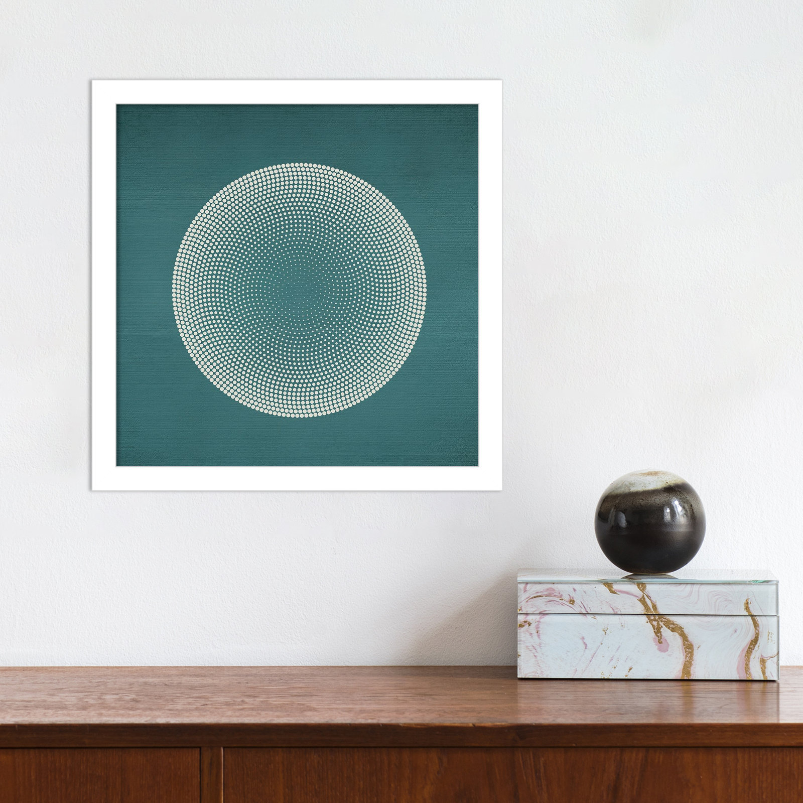 Circles Print by Incado, 13" H x 13" W x 1" D, White