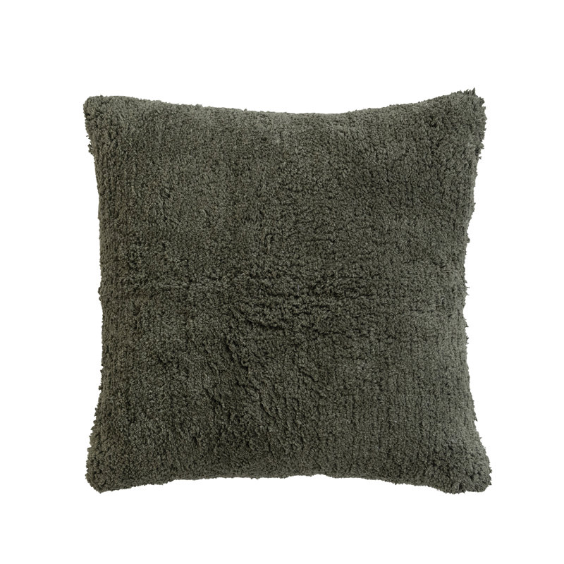 Green Cotton Square Throw Pillow with Zipper Closure