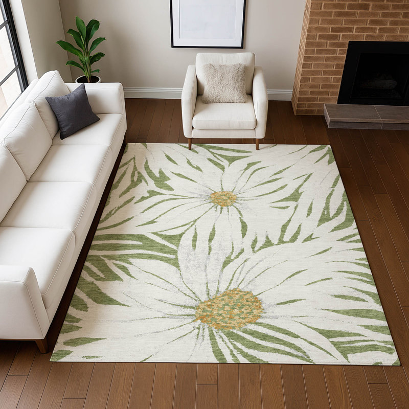 Tapis floral intérieur / extérieur lavable à la machine Oliveras ACN2263, Rectangle 10 pi x 14 pi