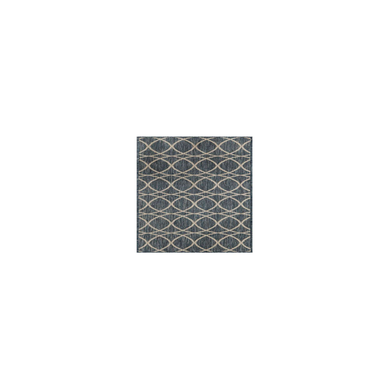 Blue Gitter Indoor/Outdoor Trellis Rug, Runner 2' x 6'