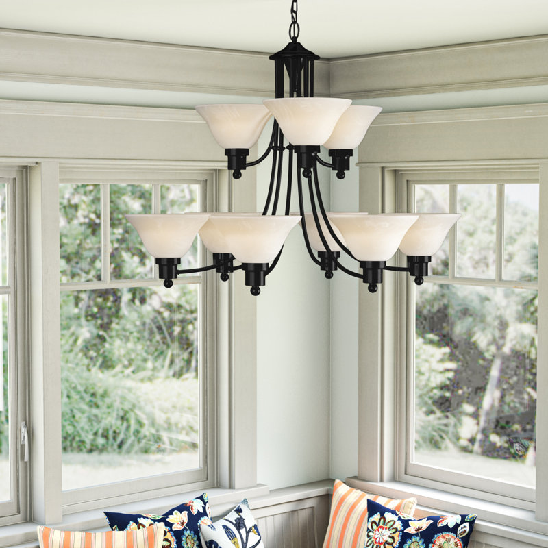 Baronne 9 - Light Dimmable Classic / Traditional Chandelier, Weathered Bronze