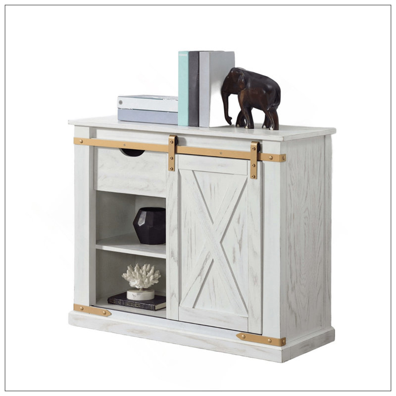 Rustic Style Antique White 1Pc Sofa Table Living Room Side Table W Drawers Barnyard Design
