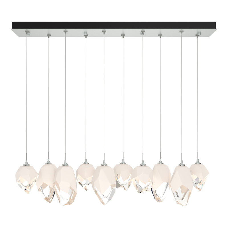 Chrysalis 10 - Light Kitchen Island Geometric Pendant, White, 15" - 80", Vintage Platinum