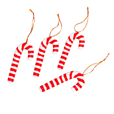 The Holiday Aisle® Handmade Santa Cane Wood Ornaments (Set Of 4)
