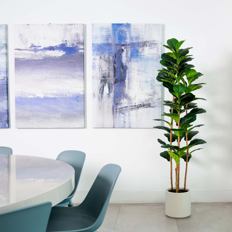 Arbre à violon artificiel en pot décoratif blanc, H 72 po x l 21 po x P 21 po