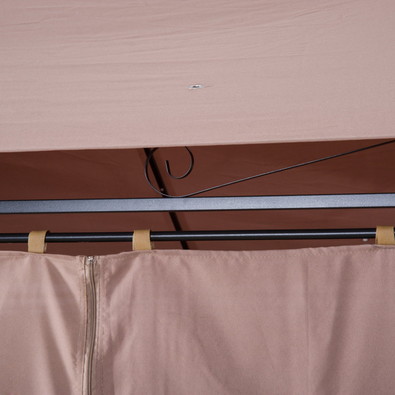 Patio Gazebo, Outdoor Gazebo Canopy Shelter With Curtains, Vented Roof, Steel Frame For Garden, Lawn, Backyard And Deck