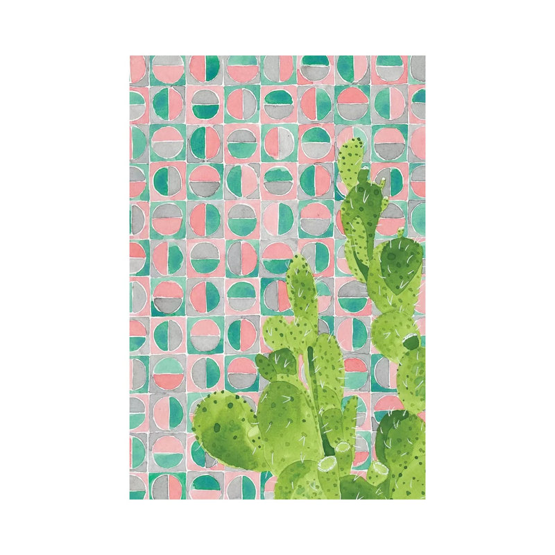 Pink Tile Agave by Jen Bucheli - Wrapped Canvas Painting, 66.04 cm H x 45.72 cm W x 3.175 cm D