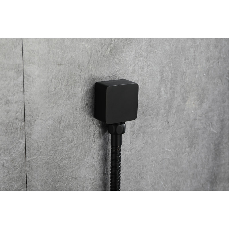 Douche à main noire matte avec barre coulissante de 28 pouces et douchette confortable à réglage de la hauteur en acier inoxydable de 59 pouces