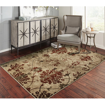 Tapis intérieur / extérieur bourgogne / brun / taupe Singletary
