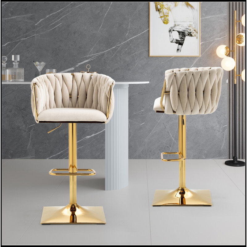 Tabourets de bar rétro avec dossier et chaises à hauteur de comptoir 2 pièces / ensemble, Beige